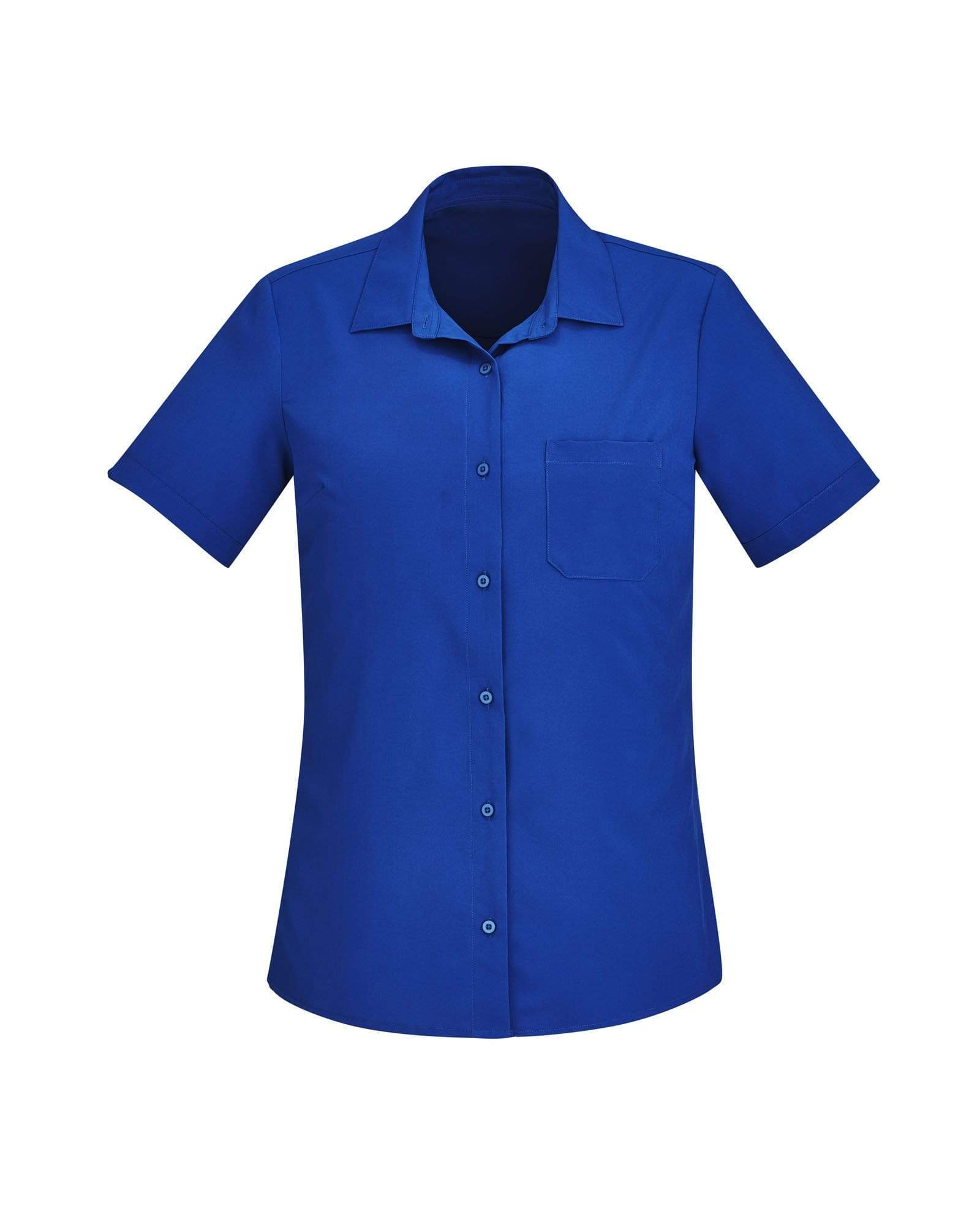 Biz Care Womens Easy Stretch Short Sleeve Shirt CS947LS Health & Beauty Biz Care Electric Blue 4 